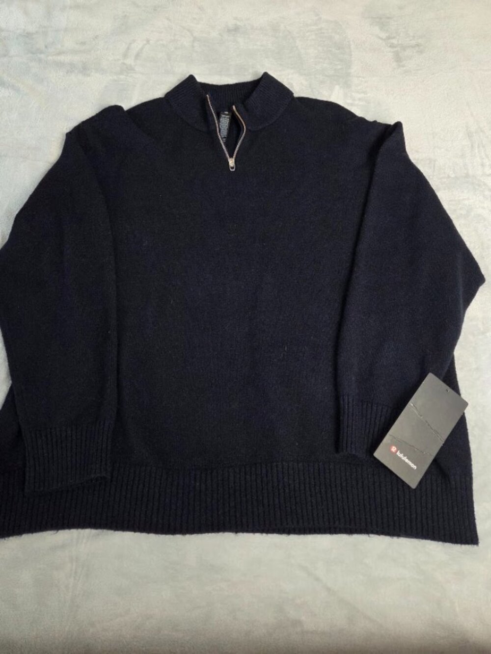 Lululemon Mens Relaxed Fit Half Zip Knit Sweater XXL Dark Navy Merino Wool Blend